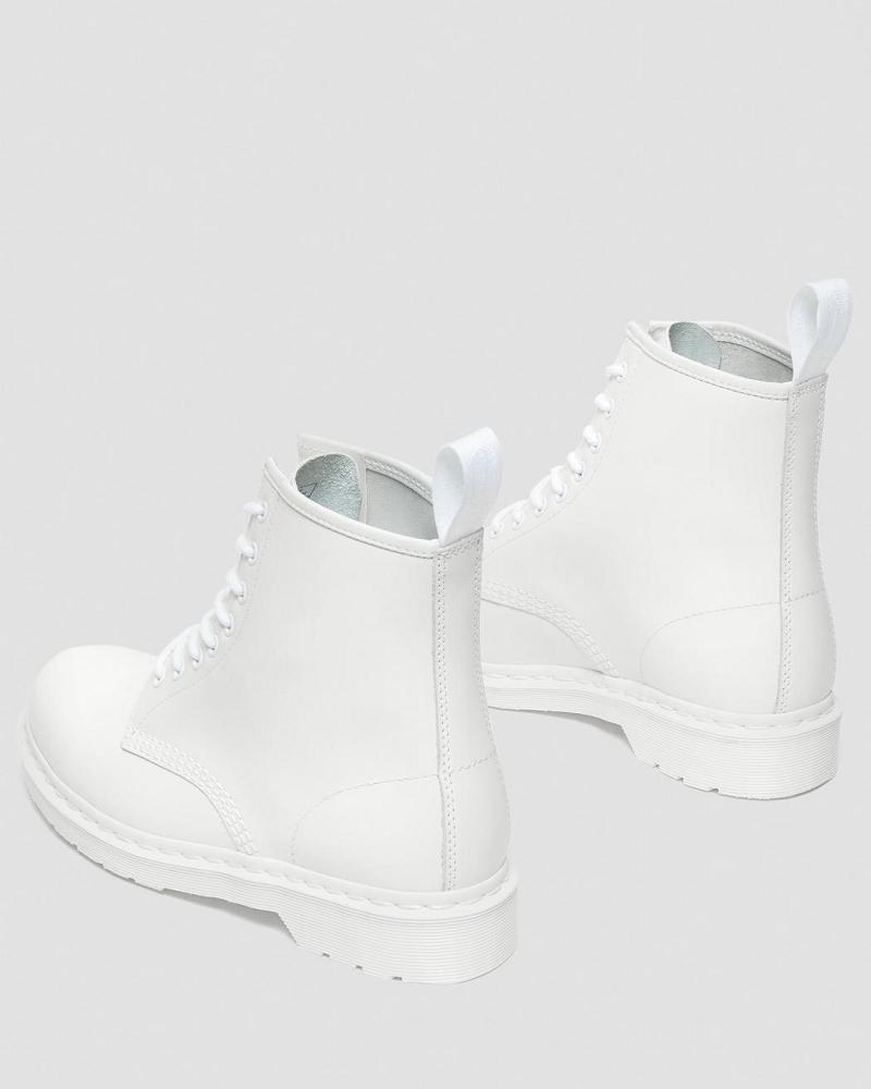 White Men's Dr Martens 1460 Mono Smooth Leather Lace Up Boots | CA 518GSO